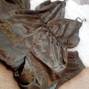 Olive silk romper!!!